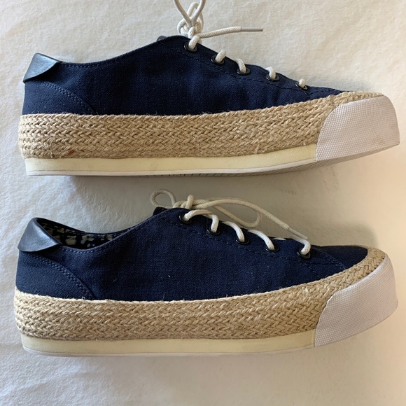 Tory Burch Canvas Platform Lace Up Espadrille Sz 9 - Picture 8 of 12